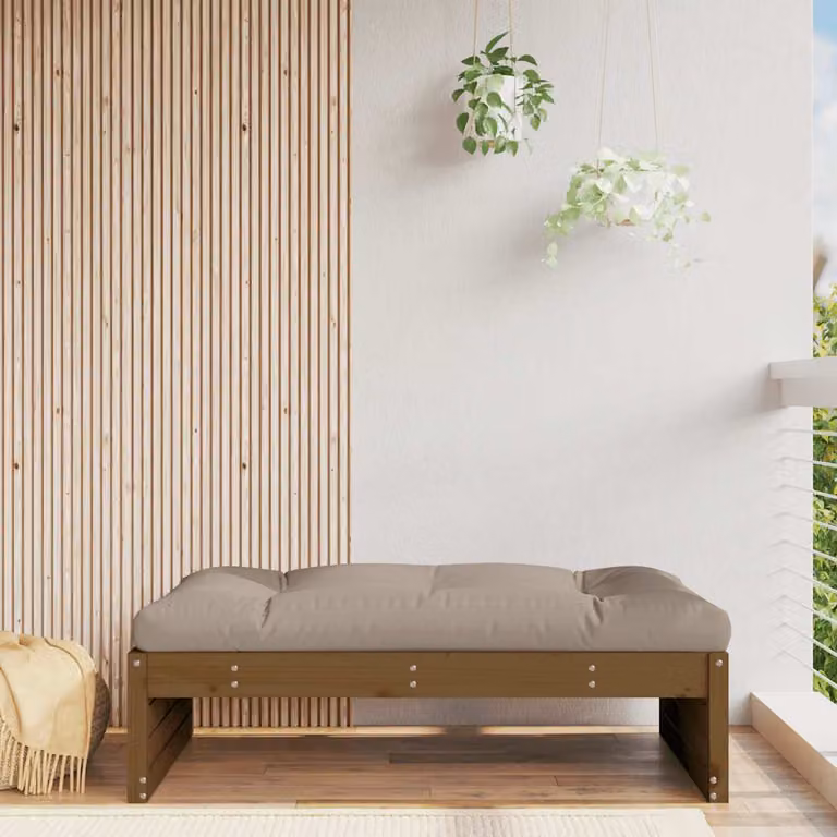 vidaXL Poggiapiedi da Giardino in Legno di Pino Massello Marrone Ambra L: 120 cm, P: 84 cm, H: 30 cm