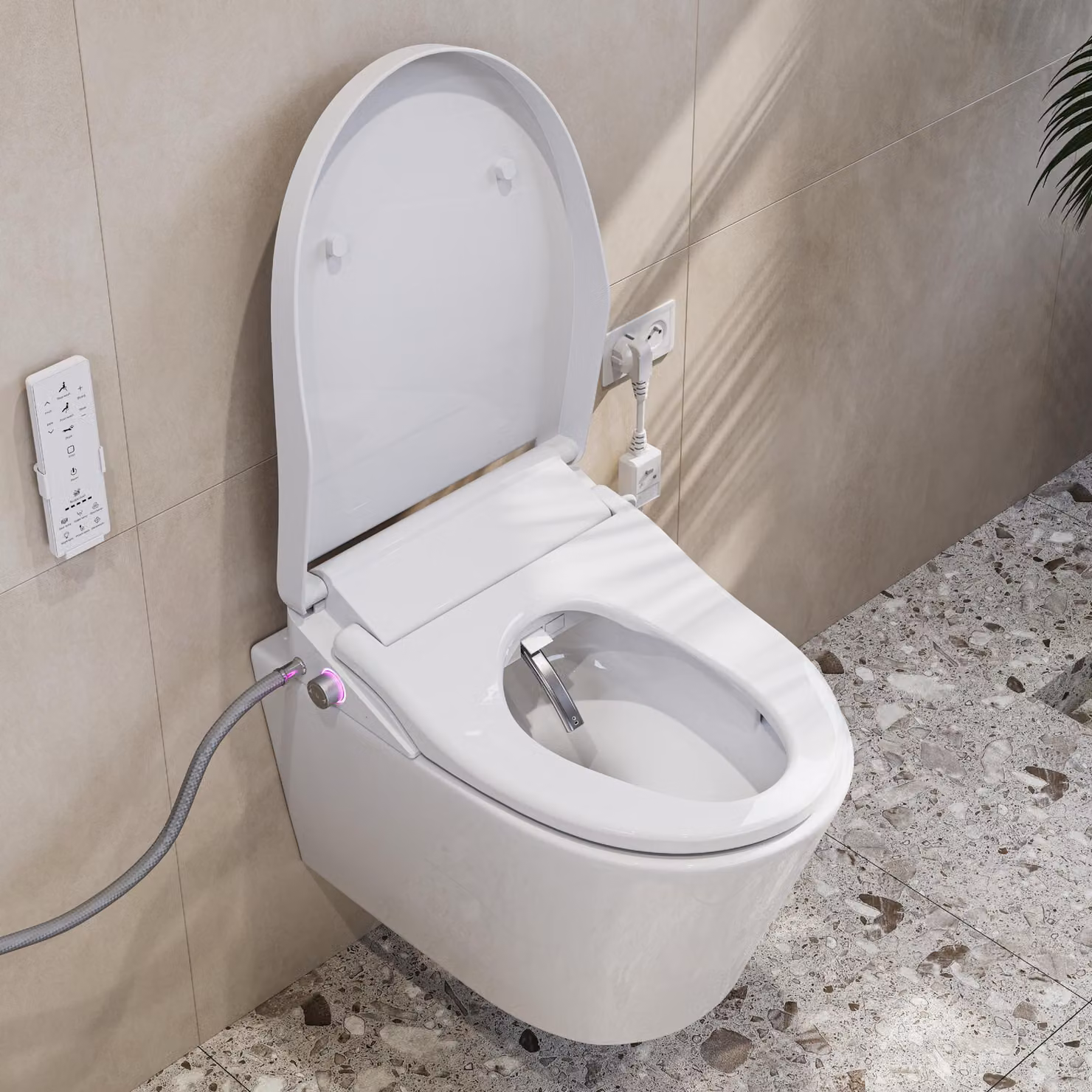 Sedile WC intelligente bidet con modalità doccia multipla, sedile WC a doccia, sedile WC riscaldato, neutralizzazione degli odori, asciugatura ad aria calda