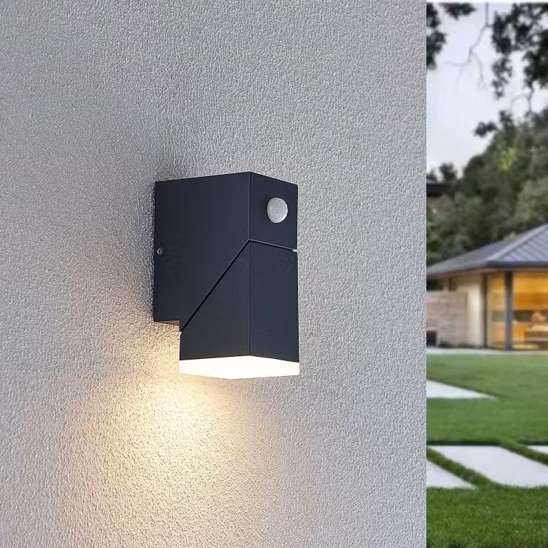 Applique da esterni a LED con sensore Sally Lindby, Nero, Alluminio, Moderno, Applique LED da esterni