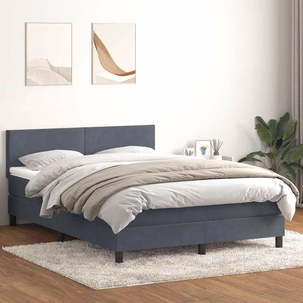 Maison Exclusive - Letto box spring con materasso e LED grigio scuro 160x210 cm velluto