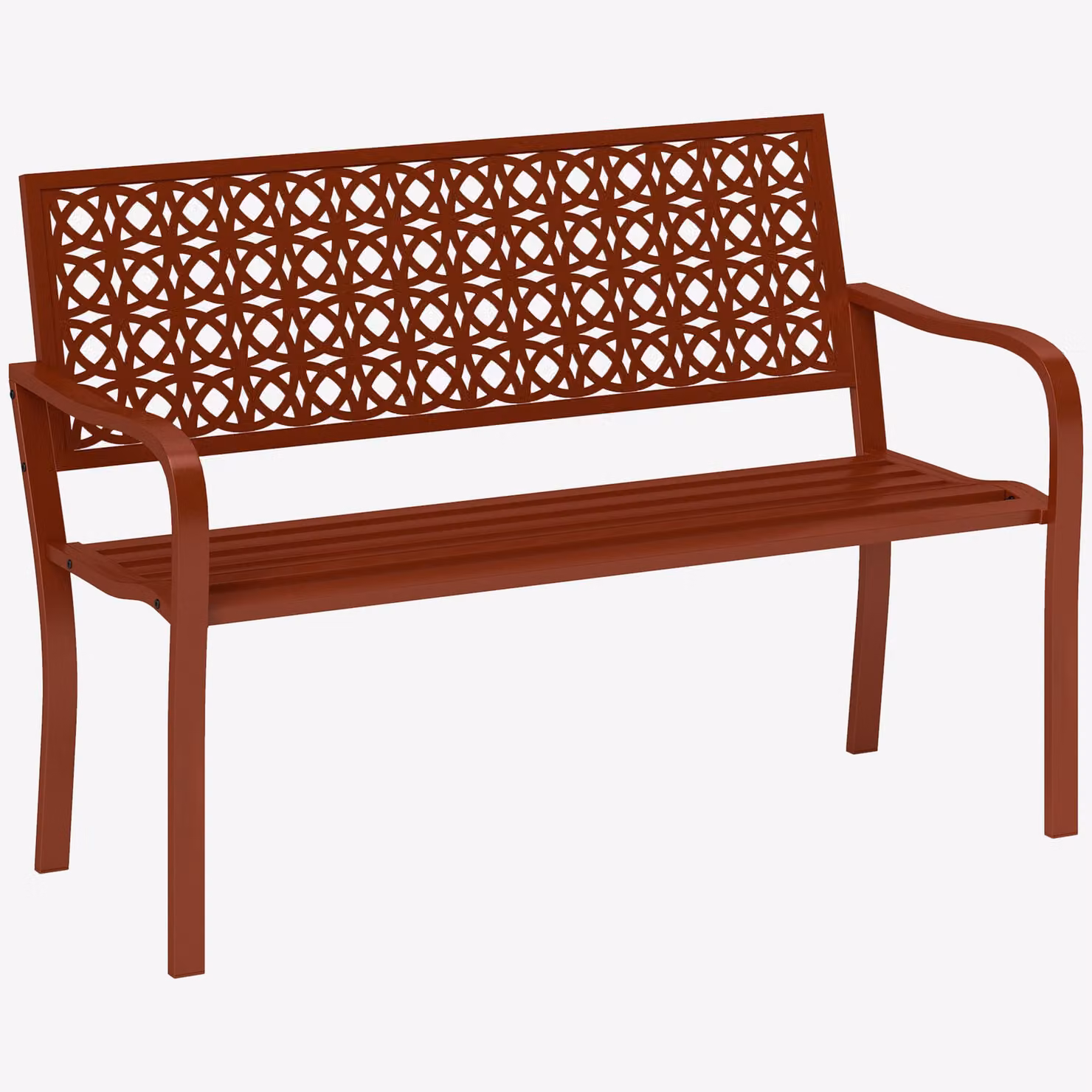 Panca da giardino Moonbite, modello a due posti, dimensioni 127 x 63 cm, realizzata in acciaio verniciato a polvere resistente agli agenti atmosferici, con schienale e braccioli, capacità di carico fino a 240 kg, stile "park", materiale: acciaio, colore: