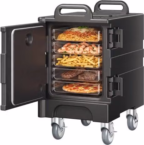Contenitore Riscaldato per Alimenti Vevor da 75L Nero con Maniglie a Doppia Fibbia e Isolamento Termico per Catering e Ristorazione