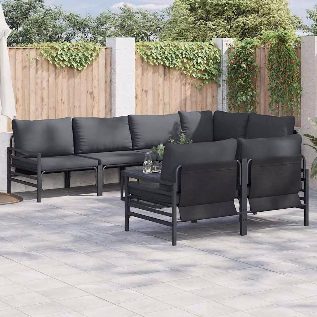 Maison Exclusive - Set da giardino composto da 7 pezzi, divano, acciaio nero