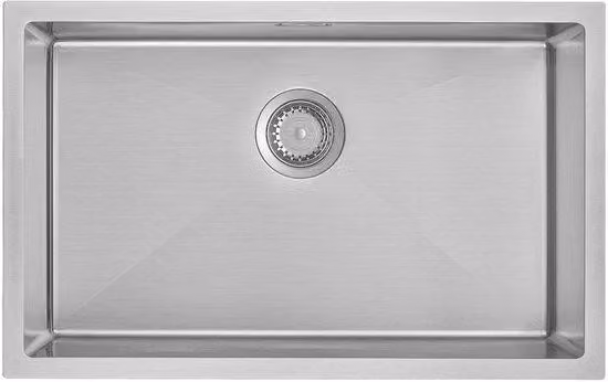 Lavello in acciaio inossidabile Ibenzoa® 70x44 cm – lavello da incasso profondo (vasca 65x39x18 cm), acciaio inossidabile SUS304 spazzolato, scarico posteriore, adatto a mobili sottolavello a partire da 80 cm