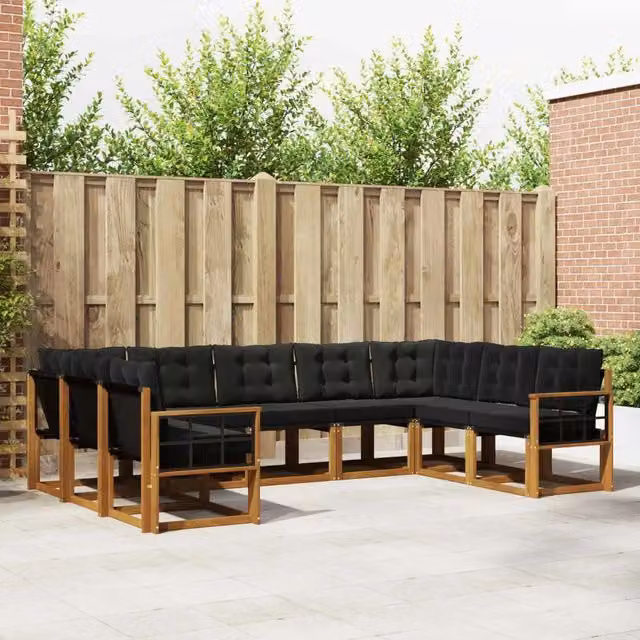 Set di divani da esterno 9 pz Naturale e Nero 3369055