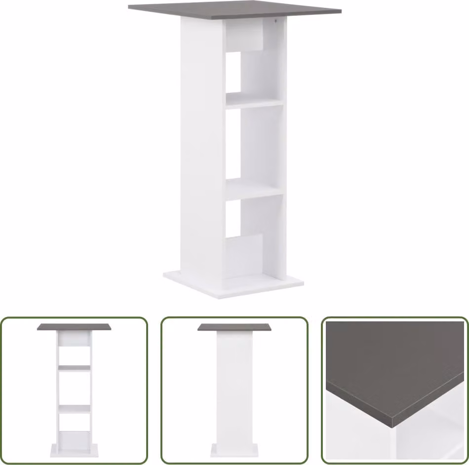 The Living Store Tavolo da bar bianco e grigio antracite 60x60x110 cm