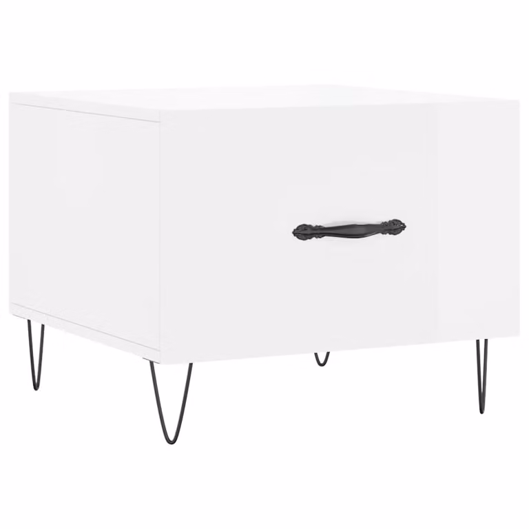 Tavolino da Salotto Bianco Lucido 50x50x40 cm Legno Multistrato