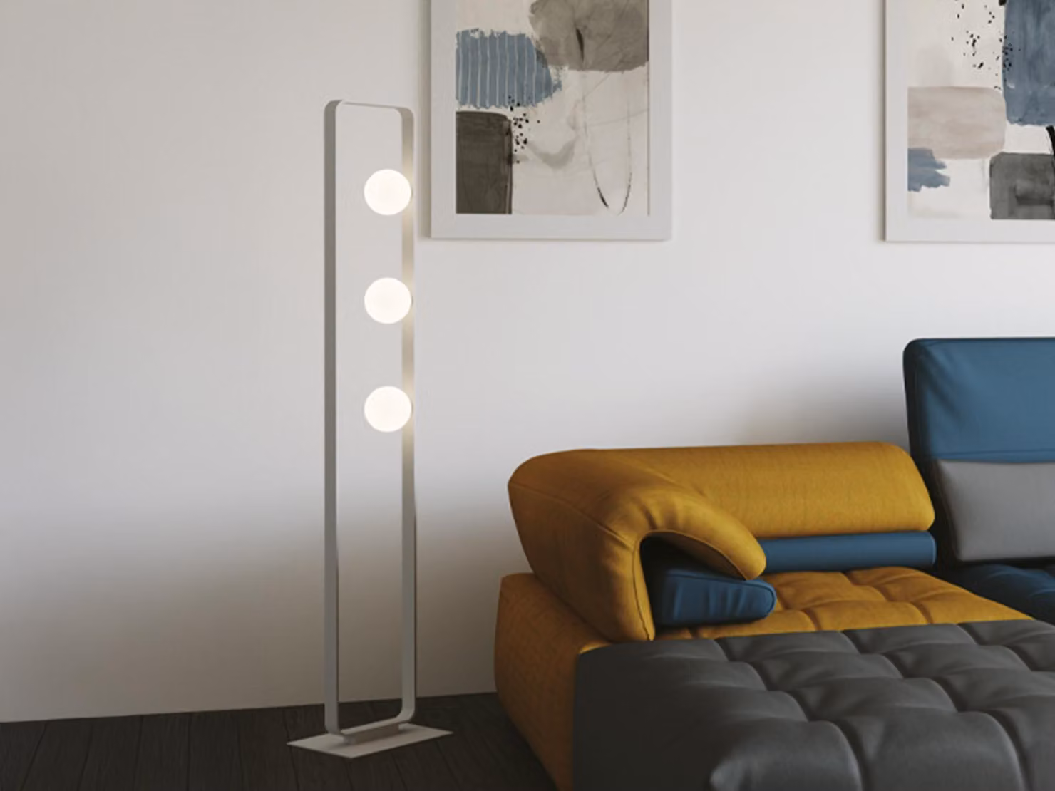 LUCE Design Roxy, lampada da terra a 3 attacchi G9 bianco
