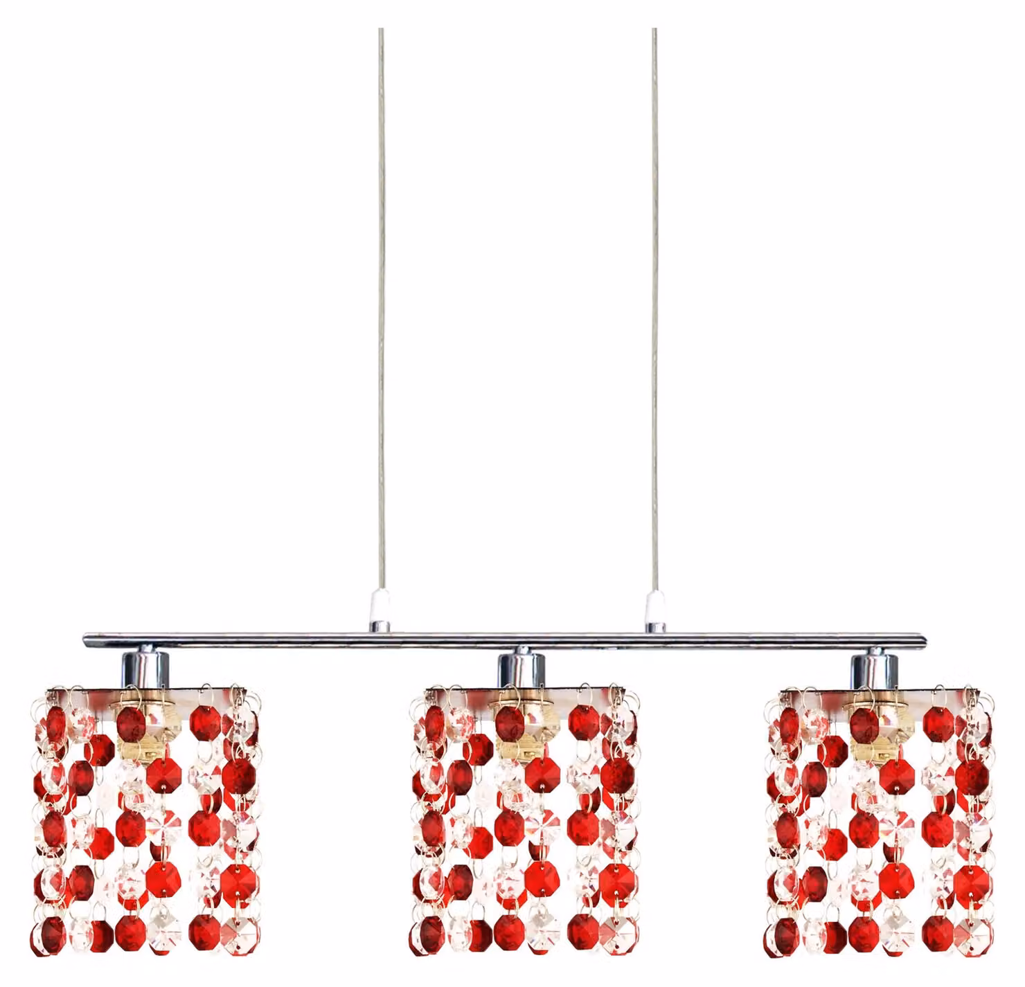 Lampada a sospensione sopra il tavolo da pranzo CLASSIC - 3xG9, 40W, cromata / rossa