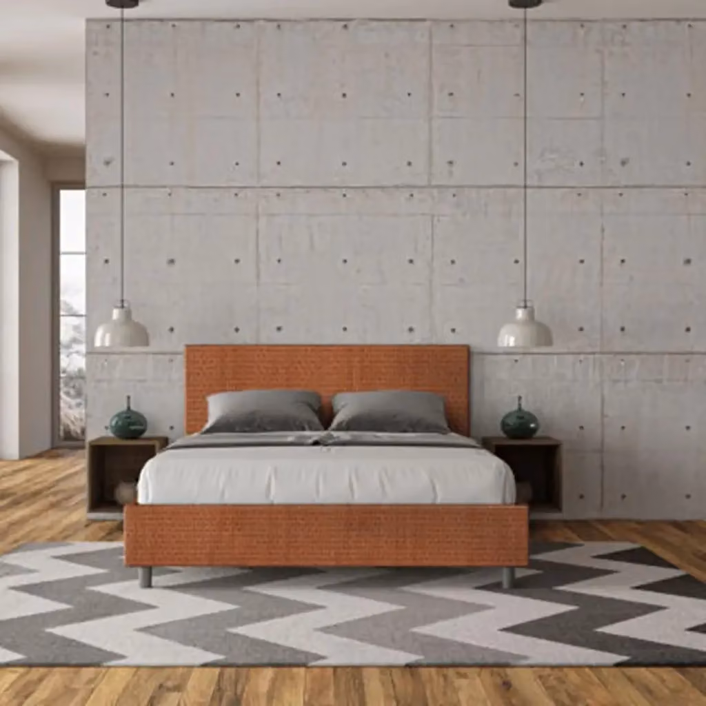 Letto matrimoniale Adele Ityhome con rete imbottita in tessuto Labirinto 4 arancio L/P/H: 160 x 210 x 106 cm – 2