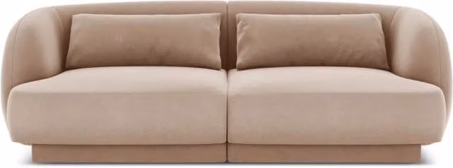 Divano 2 posti Tulum Cosmopolitan Design in velluto beige L: 180 cm, P: 70 cm, H: 90 cm