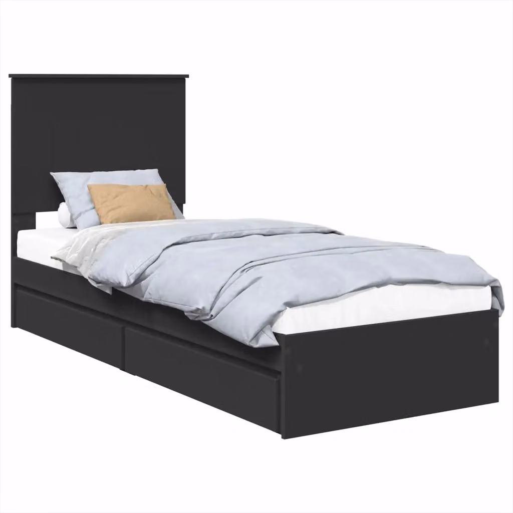 Letto con Contenitore Moderno vidaXL in Legno Ingegnerizzato Nero L: 75 cm, P: 190 cm, H: 193 cm – 2