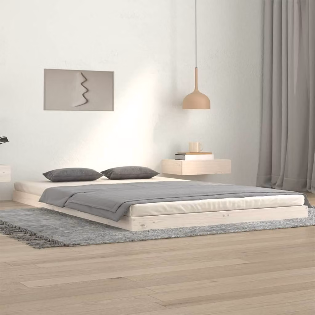The Living Store Letto in legno massiccio bianco 120x200 cm pino