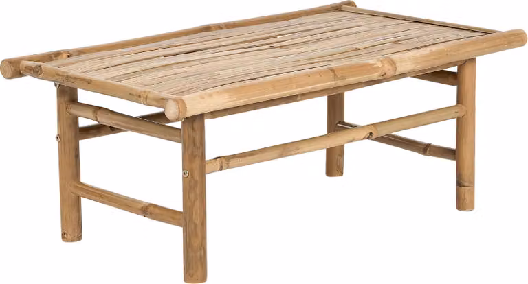 BELIANI - Tavolino da divano in bambù chiaro, legno massello, 80 x 45 cm, forma rettangolare, adatto per interni ed esterni, design rustico