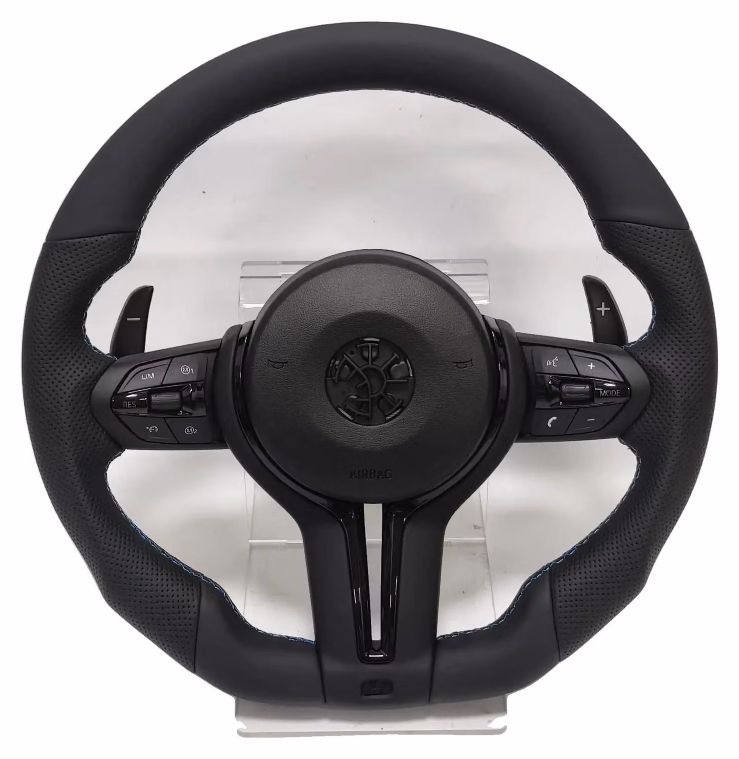 Volante, rivestito in pelle, con pulsanti multifunzione, modello M5 con airbag