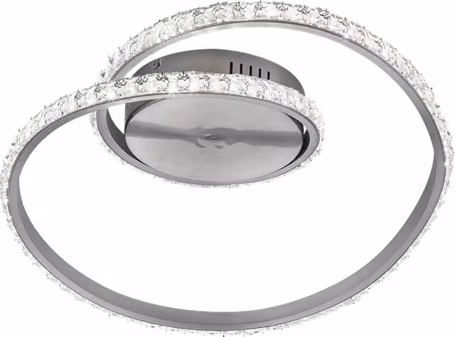 Plafoniera a parete LED Trio Leuchten Rubin GD Trio con effetto cristallo, argento e trasparente, dimmerabile con telecomando – 1