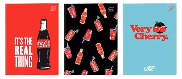 Quaderno A4/32 pagine a quadretti M Mat+UV Coca Cola (10 pezzi) - INTERDRUK