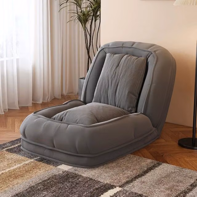 Divano letto pieghevole OKWISH con schienale regolabile e 2 cuscini, in tessuto grigio per soggiorno