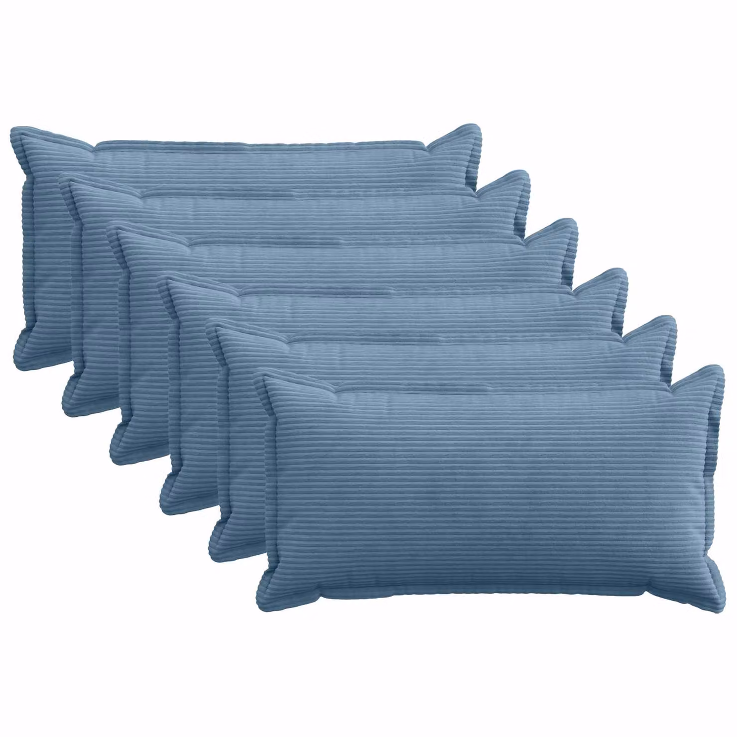 Set di 6 federe vidaXL HOUTEN in velluto a coste blu, L 80 x P 40 cm