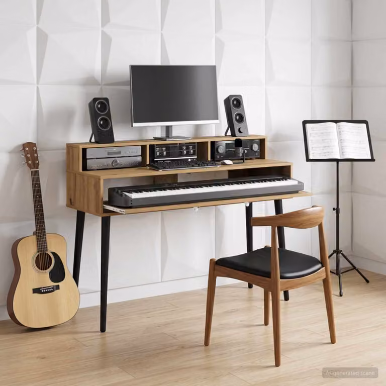 Scrivania da ufficio moderna vidaXL in legno e MDF color rovere, L: 130 cm, P: 42,5 cm, H: 36 cm