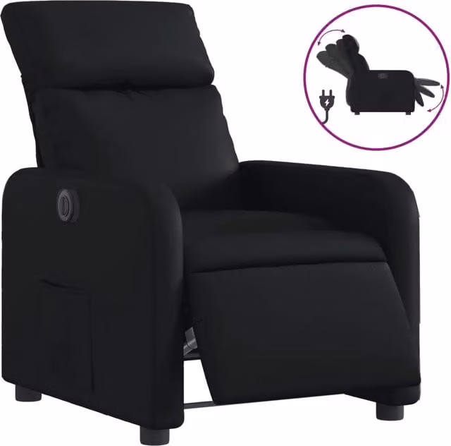 Poltrona | Sedia Relax Reclinabile Elettrica Nera in Similpelle