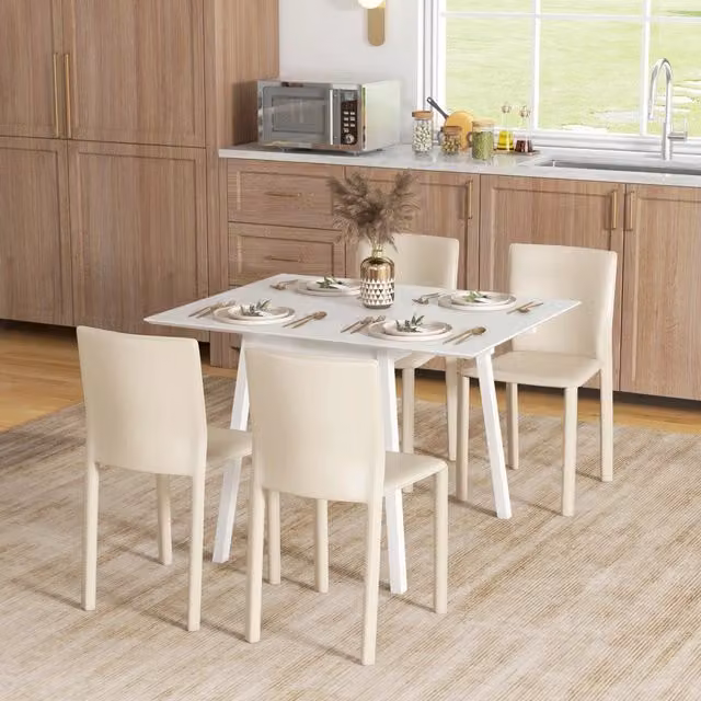 Tavolo da pranzo pieghevole WISHDOR in legno di pino oliato, bianco, L: 110 cm, P: 86 cm, H: 75 cm