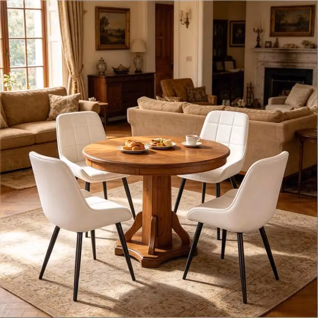 Sedia da pranzo set 4 pezzi con schienale ergonomico e seduta imbottita in velluto a quadri nero e bianco