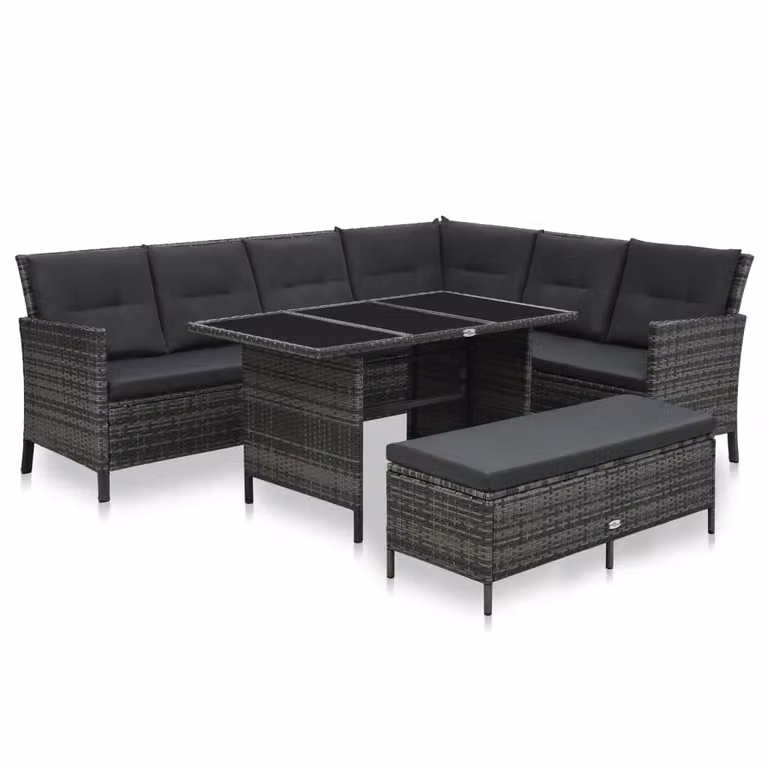 Maison Exclusive - Set da giardino 3 pezzi con cuscini in polyrattan grigio