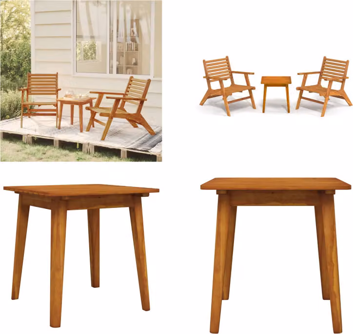 vidaXL Set bistrò 3 pezzi in legno massiccio di acacia - Set bistrò - Set bistrò - Set bistrò in legno - Set bistrò in legno massiccio