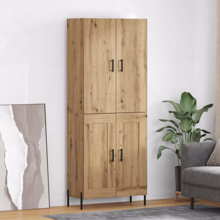 Credenza vidaXL in rovere marrone con ante a battente per soggiorno L: 69,5 cm, P: 34 cm, H: 180 cm