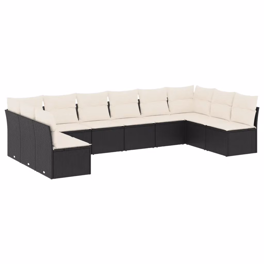 vidaXL Set Divano da Giardino a L con Cuscini, Struttura in Metallo e Polyrattan Nero e Bianco – 2