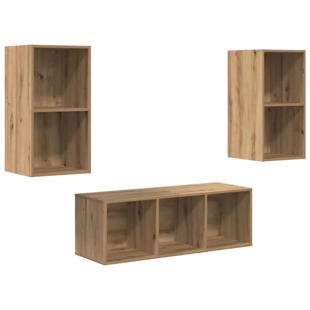 Set di 3 mobili TV moderni vidaXL in legno ingegnerizzato marrone per soggiorno – 2