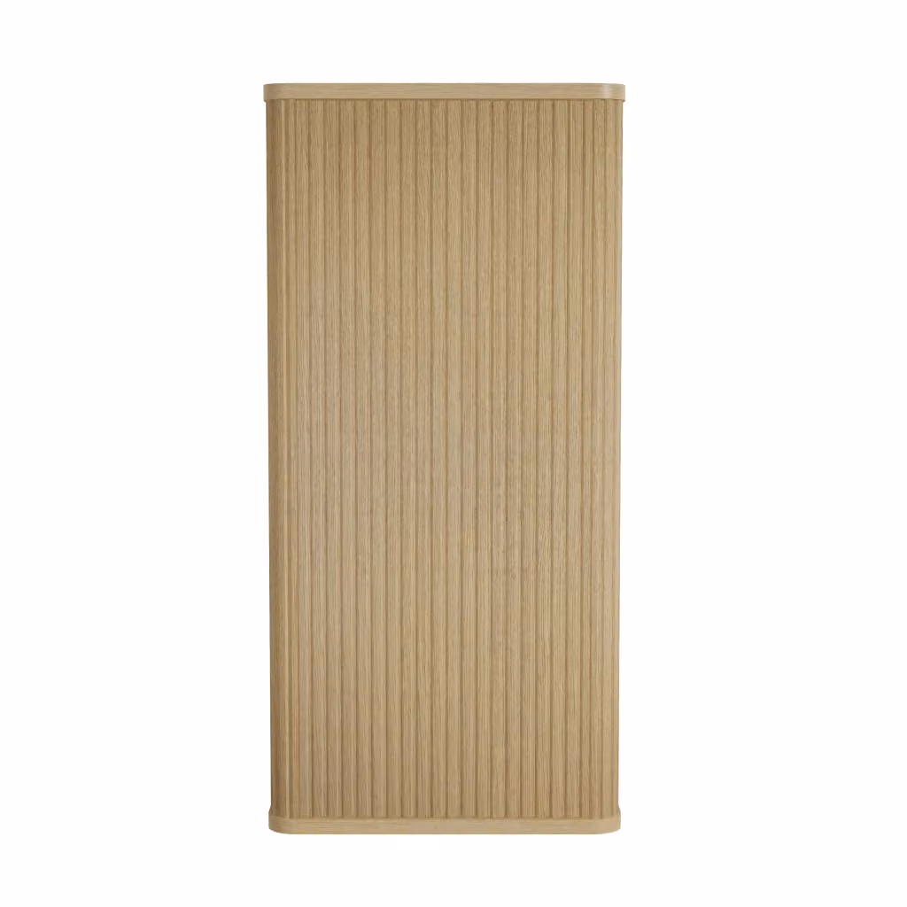 Armadietto da bagno a parete Minimal in legno rovere color marrone con ripiani interni e ante a battente – 2