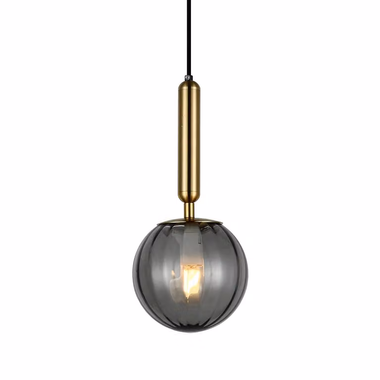 Lampada a sospensione Ravena in ottone fumé, 1xE27x5W, vetro, dimensioni: 108x15x15 cm, IP20, Italux