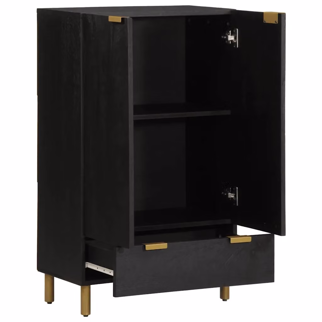 Madia moderna in legno di mango e metallo nera per sala da pranzo L 60 cm, P 33 cm, H 100 cm – 2