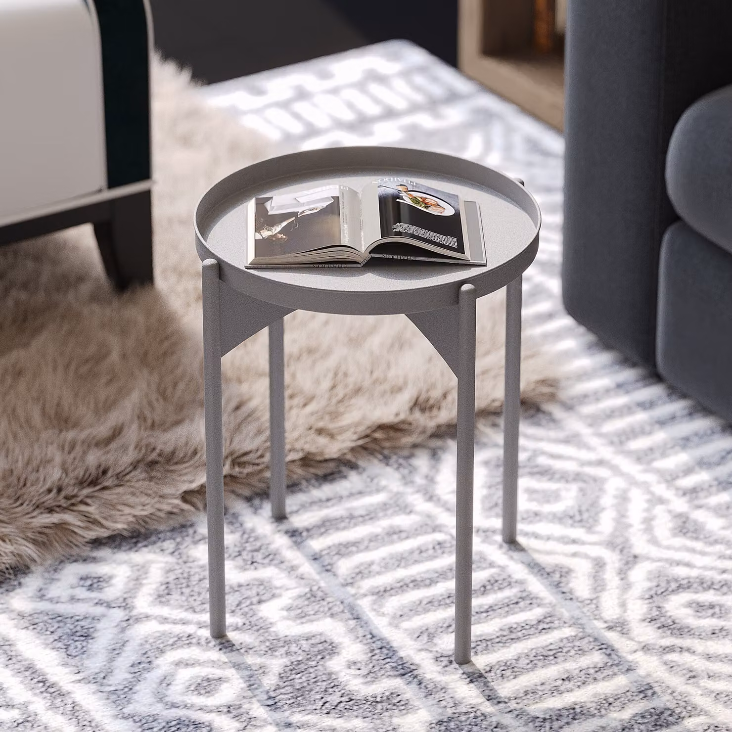 Skye Decor, Shb-002-D, tavolino, 100 % METALLO, grigio, 44 x 44 x 57 cm