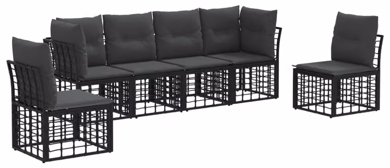 Set di divani da esterno Nero Poliestere
