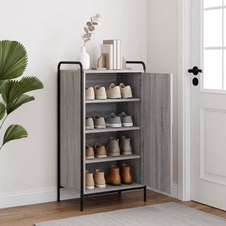Mobile porta scarpe vidaXL moderno in legno e metallo, L/P/H: 51 x 36,5 x 93 cm