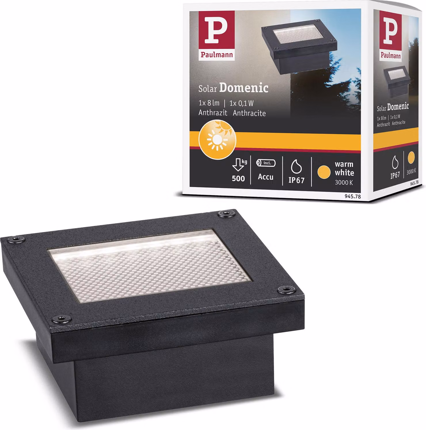 Paulmann lampada da incasso a pavimento a LED solare Domenic