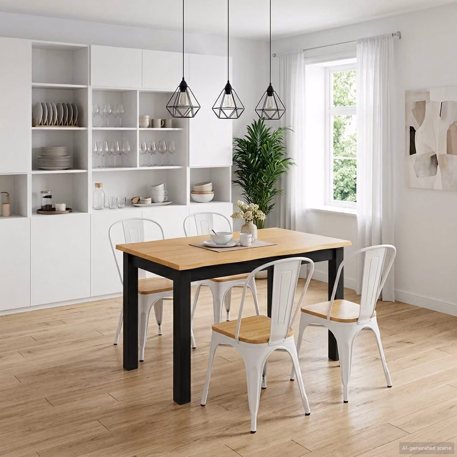 vidaXL Tavolo da pranzo EKAI in legno di pino stile industrial, L: 112 cm, P: 70 cm, H: 76,5 cm, Nero e Marrone