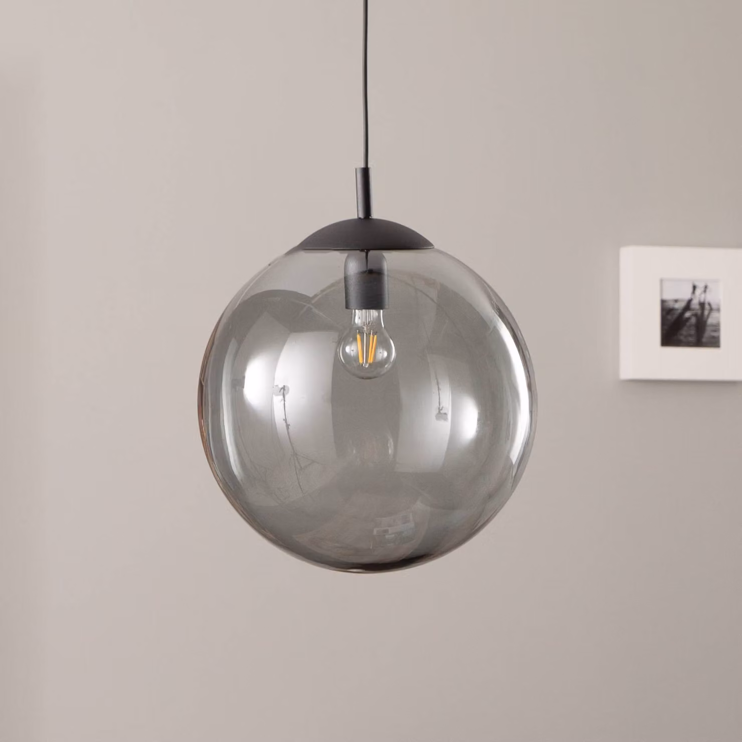Lampada a sospensione in vetro Esme TK Lighting, dimmerabile, Alluminio / Grigio / Zincato, Soggiorno / Sala da pranzo, Vetro, Moderno, Lampada a sospensione