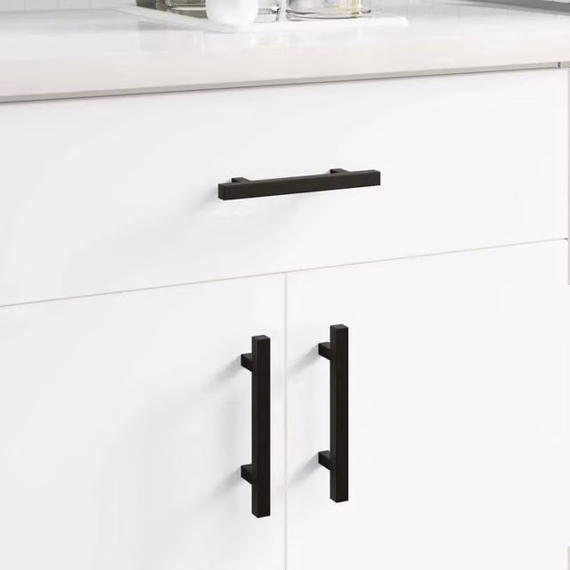 Maniglia per Armadio vidaXL in Acciaio Inox Nero Opaco L: 15,0 cm, P: 3,52 cm, H: 1,23 cm