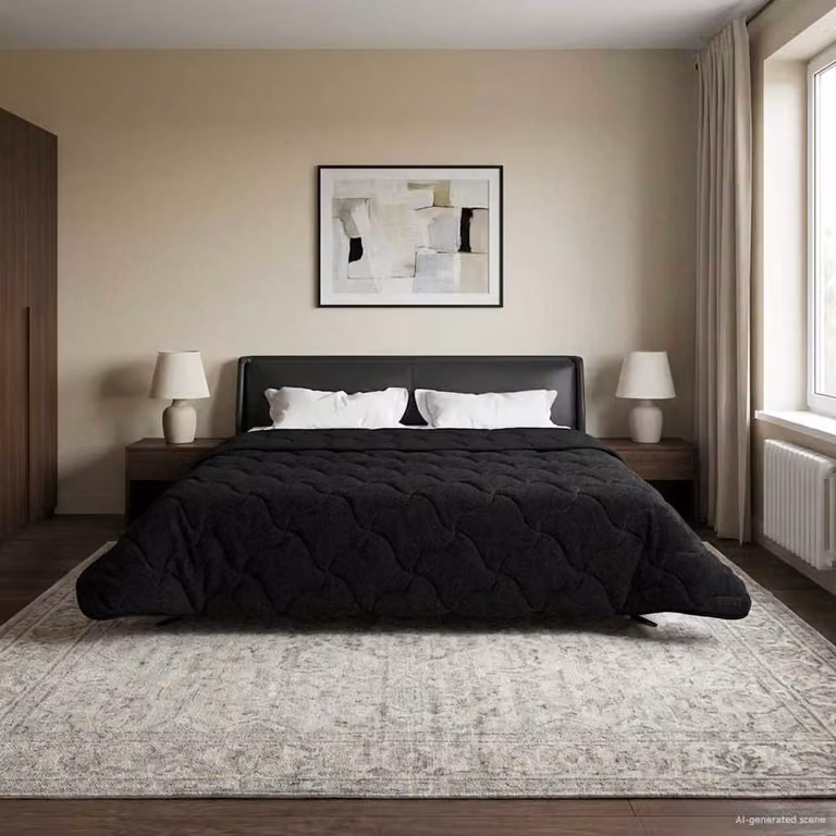 Piumino estivo traspirante e reversibile vidaXL in microfibra nera, L/P: 200 x 200 cm