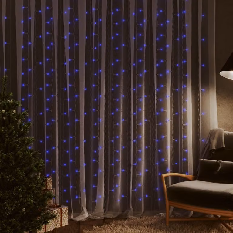 The Living Store Tenda luminosa a LED 3x3 m 300 LED blu 8 funzioni