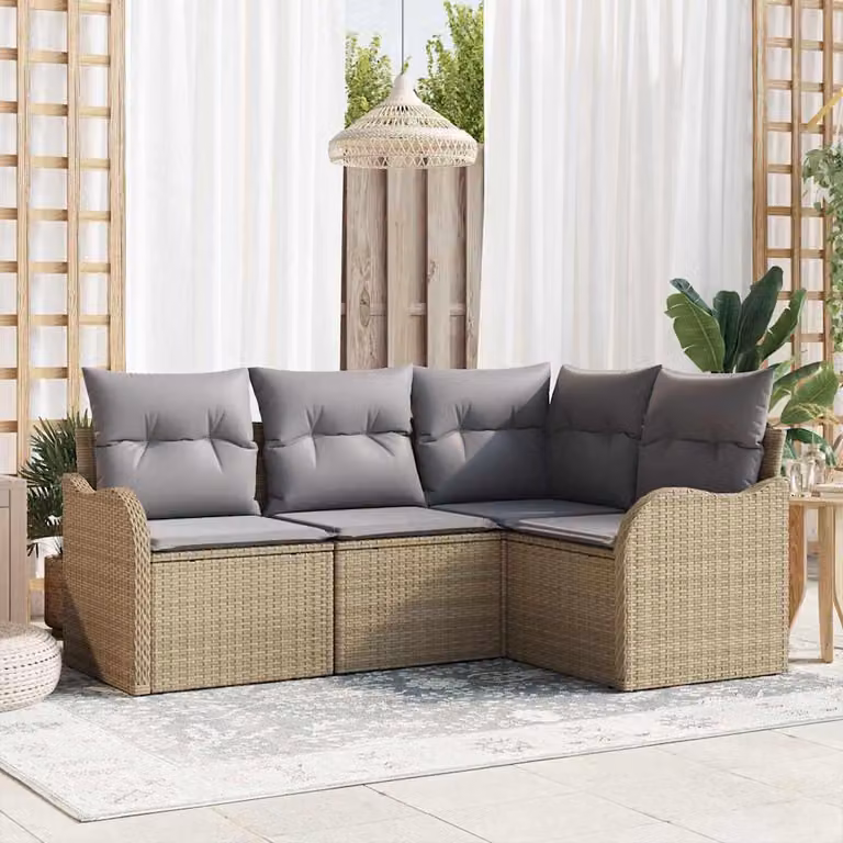 Maison Exclusive - Set Divano da Giardino 4 pcs Beige polyrattan