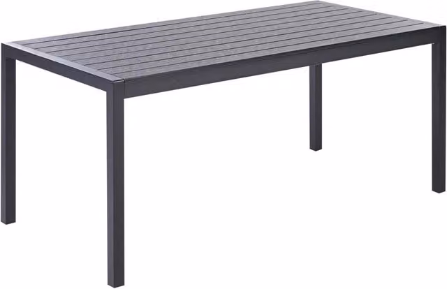 Tavolo da giardino rettangolare Beliani in alluminio verniciato nero opaco per esterni L: 210 cm, P: 90 cm, H: 75 cm