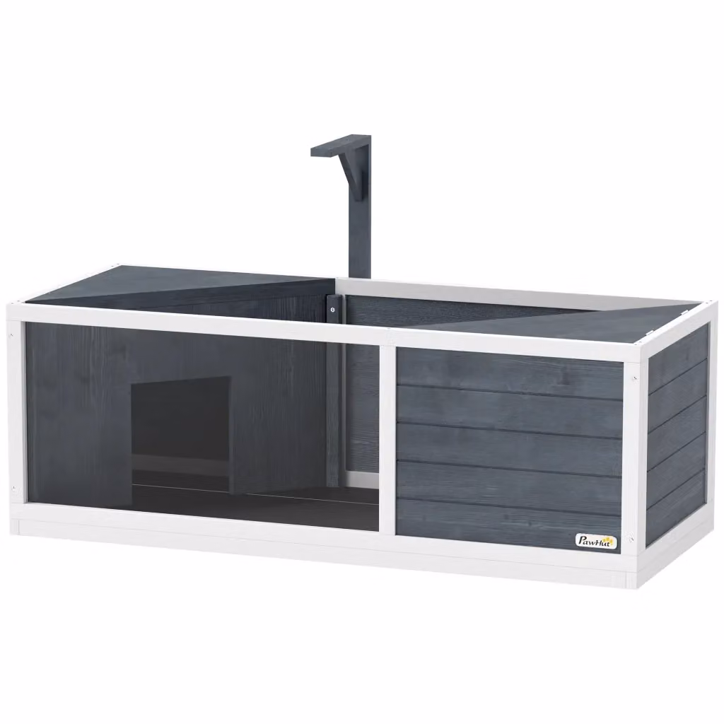 Casa per tartarughe XYLO con coperchio apribile e lampada, colore grigio, L 120 cm x P 50 cm x H 40 cm – 2