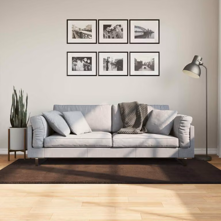 Tappeto a pelo medio vidaXL HUARTE Marrone, lavabile e antiscivolo, ideale per soggiorno e camera da letto