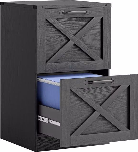 Cassettiera da ufficio HOMCOM con 2 cassetti per cartelle A4, colore nero, L 40 cm x P 40 cm x H 71 cm