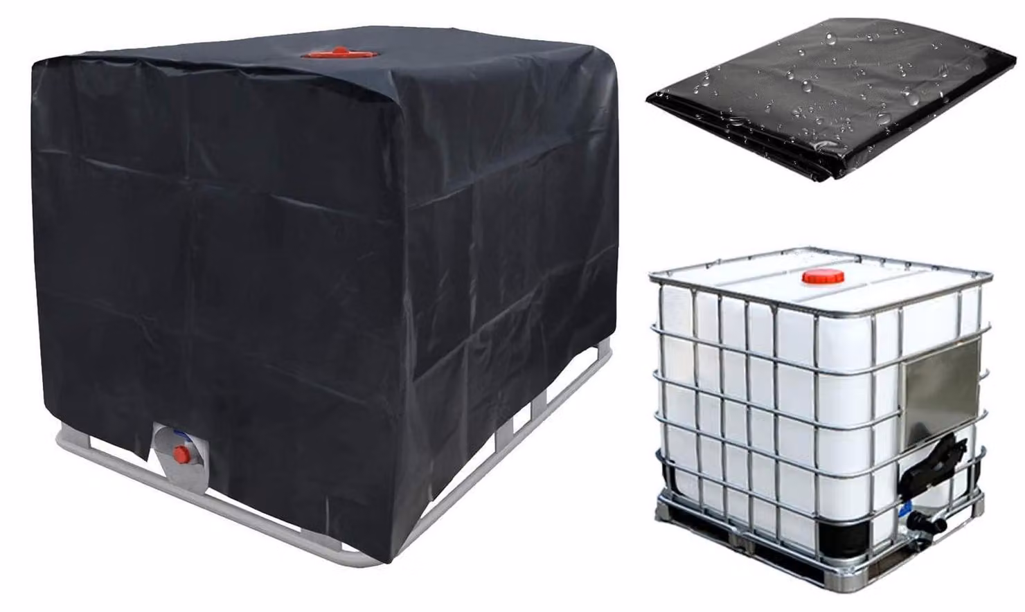 Copertura per serbatoio IBC da 1000 litri, in tessuto Oxford 420D, colore nero, resistente ai raggi UV e impermeabile